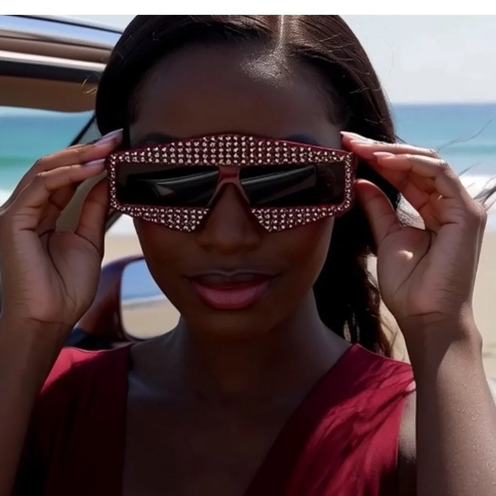 Rhinestone Cat Eye Sunglasses Women‎ Crystal Embellished Designer Gafas Mjeres